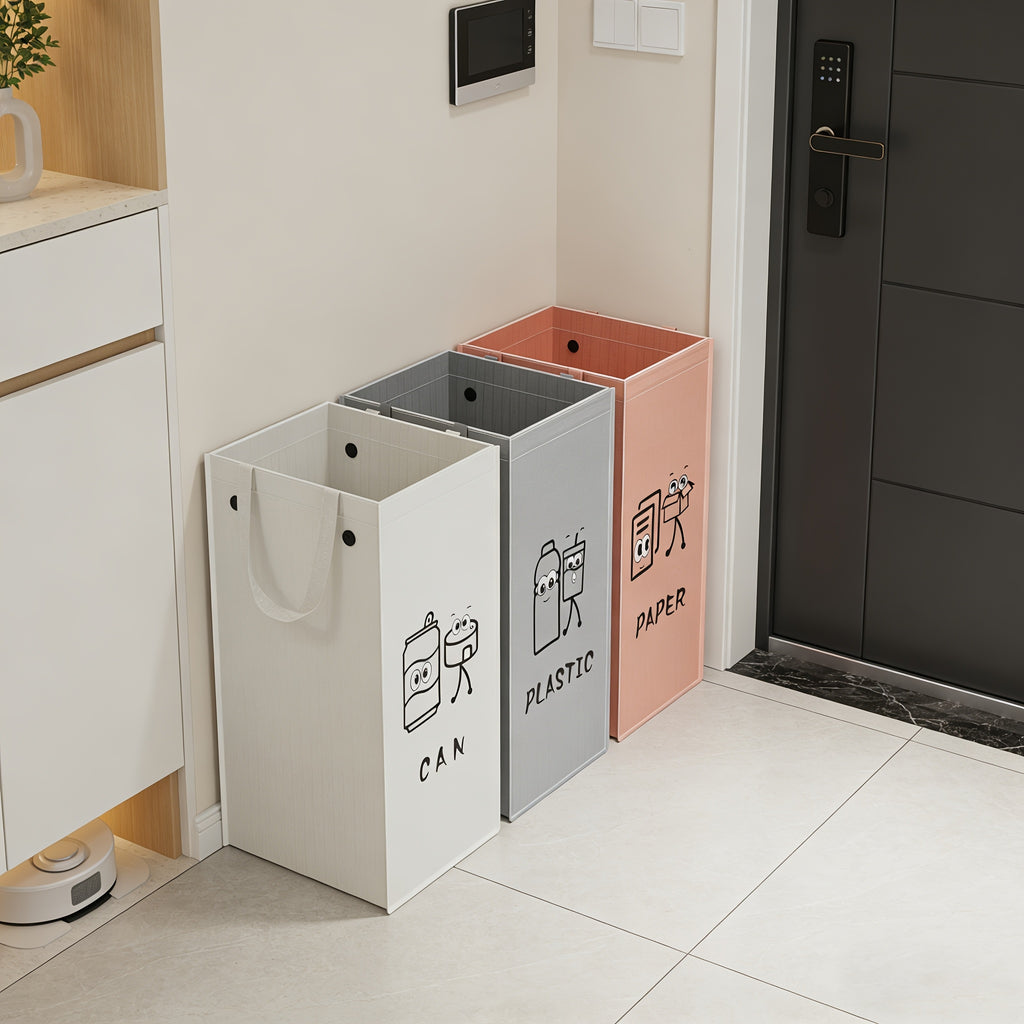 27.74/41.74 Gal Heavy-Duty Folding Trash Can, Extra Large Open-Top Waste Bin with Reinforced Handles & Bottom Support Panel