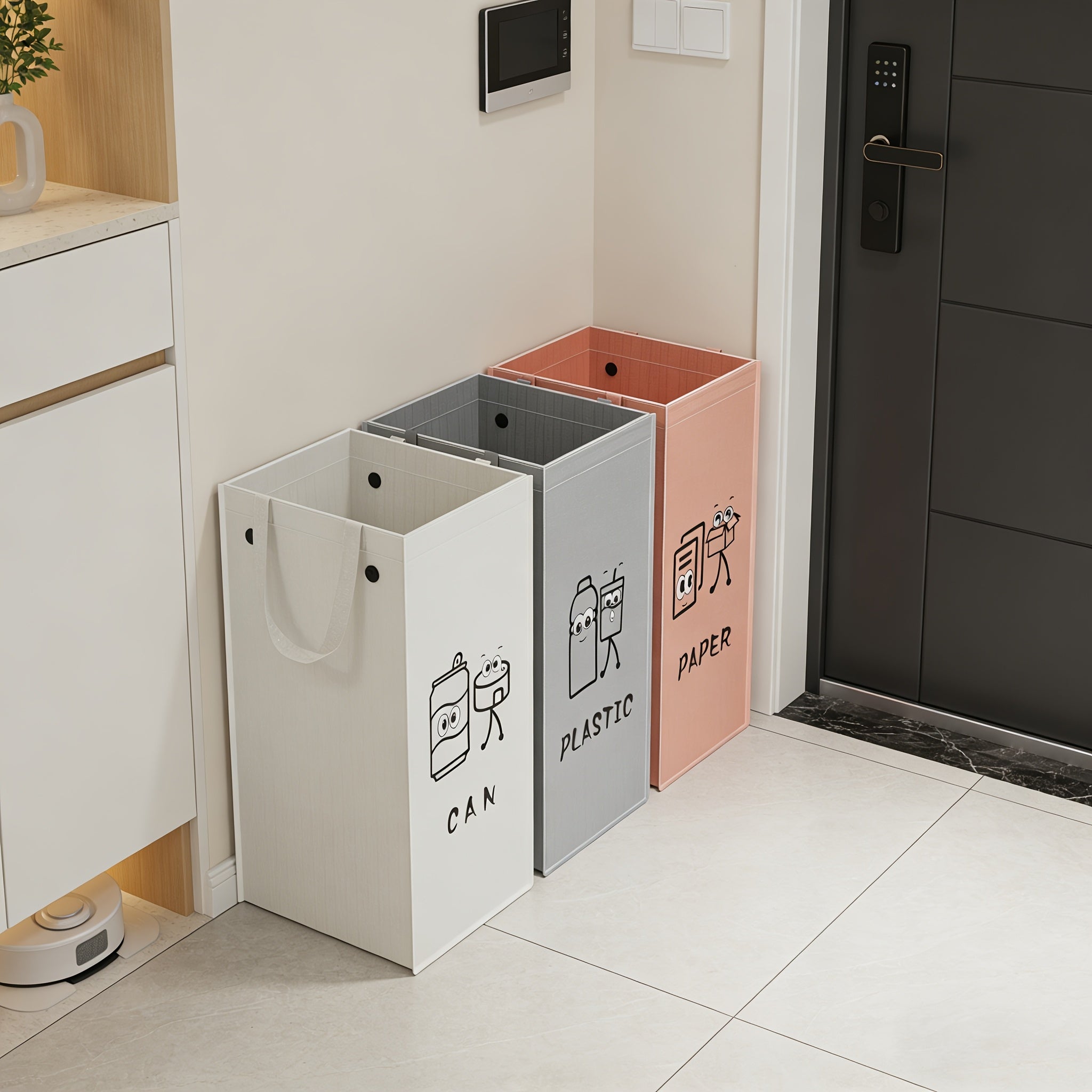 27.74/41.74 Gal Heavy-Duty Folding Trash Can, Extra Large Open-Top Waste Bin with Reinforced Handles & Bottom Support Panel