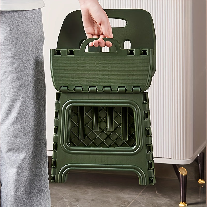 Collapsible Step Stool, 300 lbs Heavy Duty Plastic Stool with Handle & Back Support, Lightweight Space-Saving for Kitchen Bathroom Bedroom