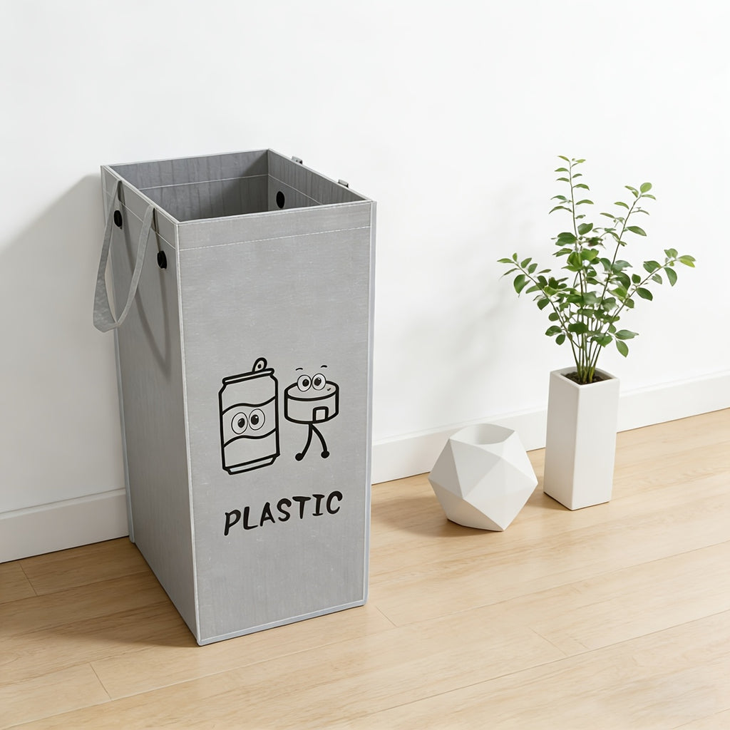 27.74/41.74 Gal Heavy-Duty Folding Trash Can, Extra Large Open-Top Waste Bin with Reinforced Handles & Bottom Support Panel