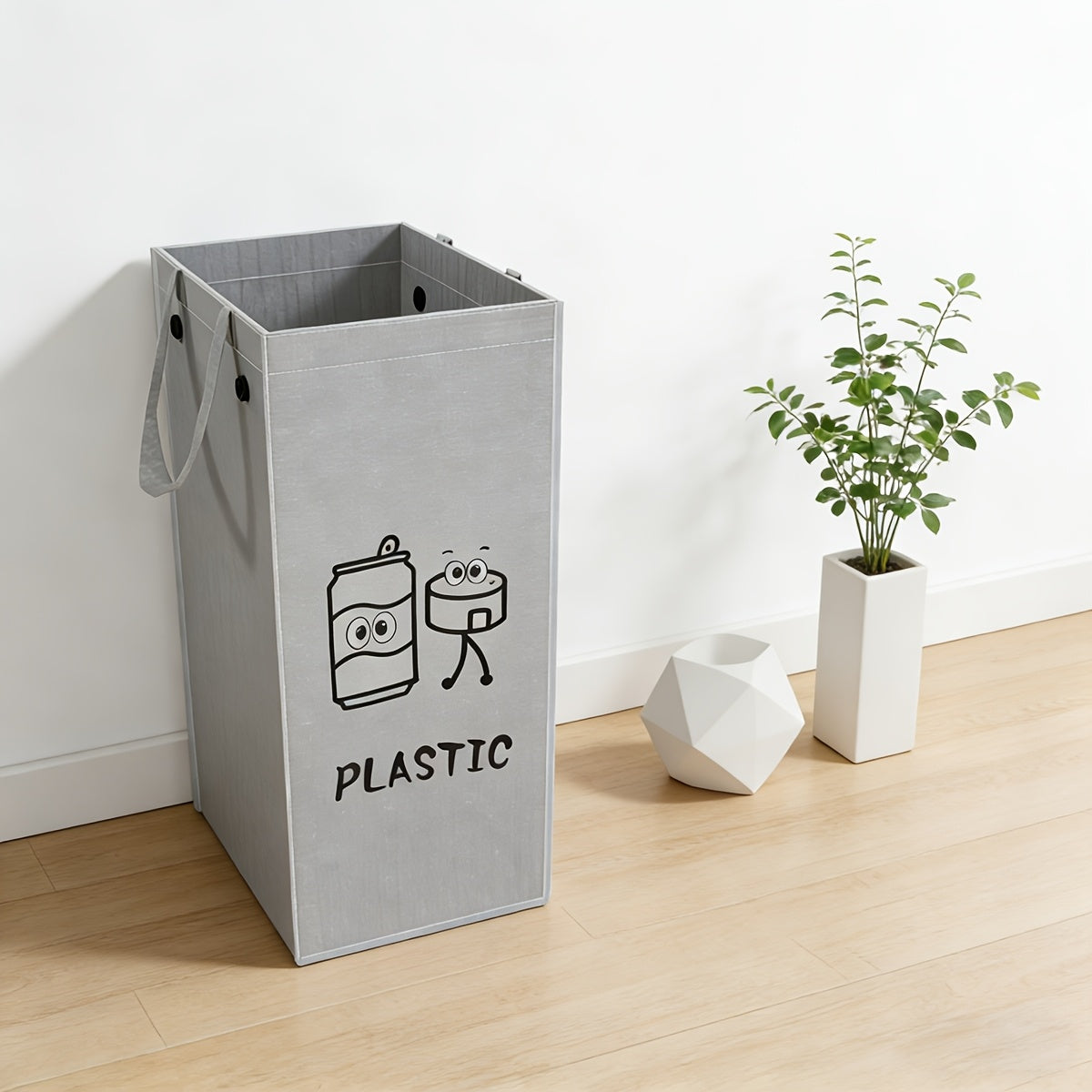 27.74/41.74 Gal Heavy-Duty Folding Trash Can, Extra Large Open-Top Waste Bin with Reinforced Handles & Bottom Support Panel