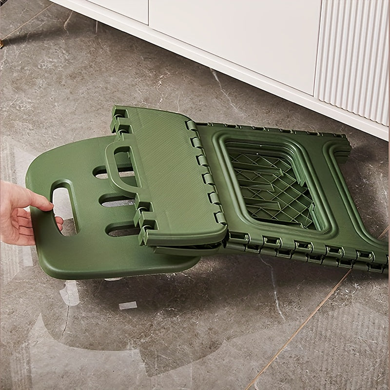Collapsible Step Stool, 300 lbs Heavy Duty Plastic Stool with Handle & Back Support, Lightweight Space-Saving for Kitchen Bathroom Bedroom