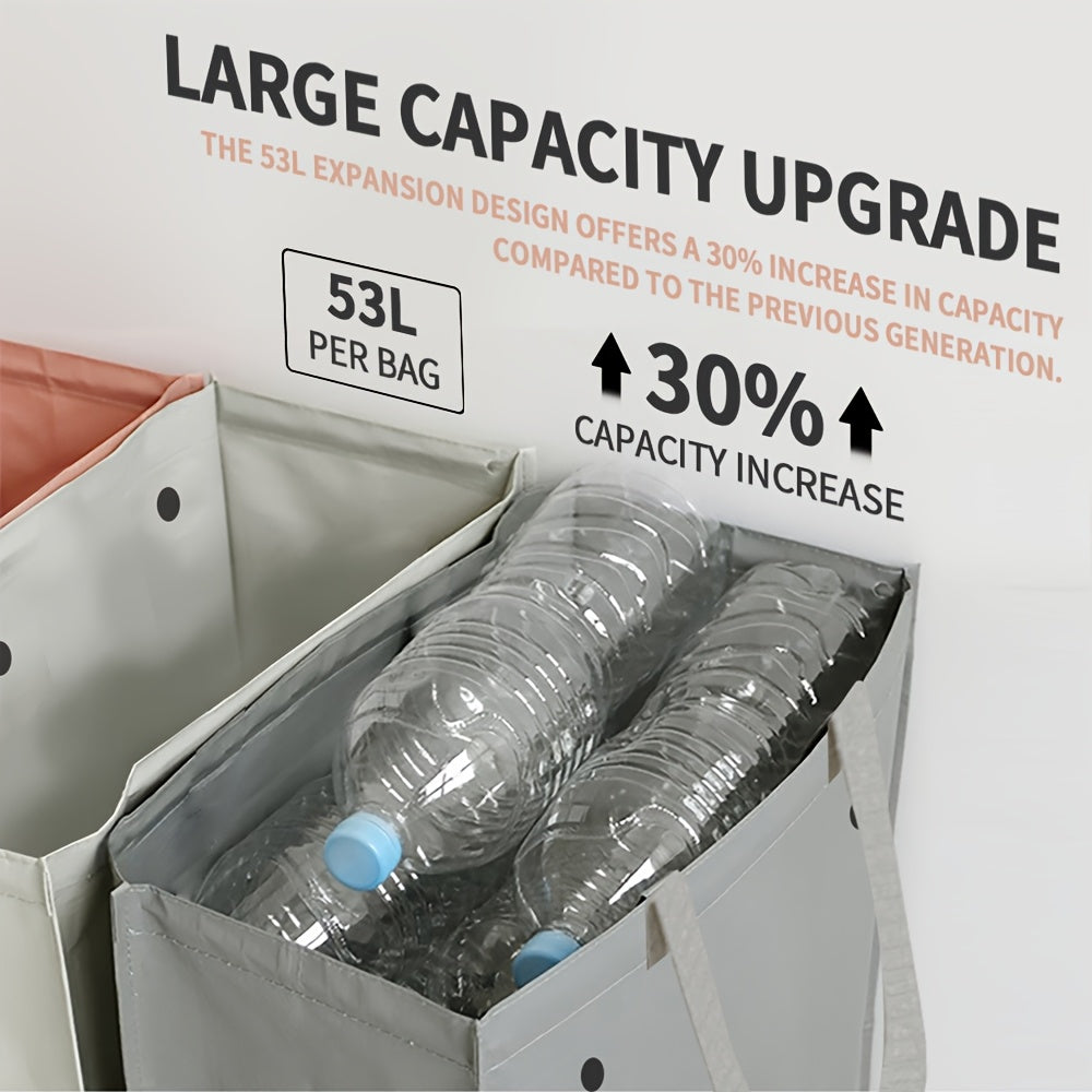 27.74/41.74 Gal Heavy-Duty Folding Trash Can, Extra Large Open-Top Waste Bin with Reinforced Handles & Bottom Support Panel